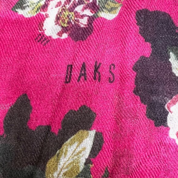 Vgt DAKS LONDON Scarf Cotton Wool 64"x32" Burgendy Brown Floral Fring ( 49) - Picture 8 of 9